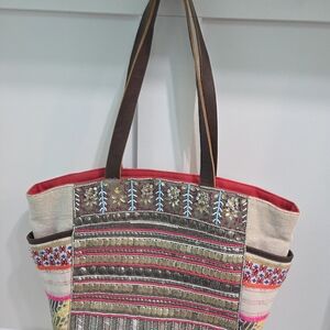 Colorful Embroidered Tote Bag